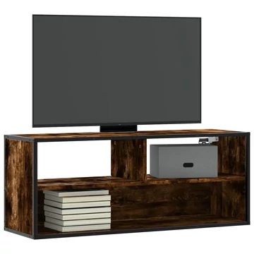 Füstös tölgy színű szerelt fa és fém TV-szekrény 100x31x39,5 cm