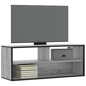 Szürke sonoma színű szerelt fa és fém TV-szekrény 100x31x39,5cm