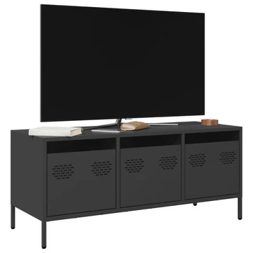 Fekete hidegen hengerelt acél TV-szekrény 101,5 x 39 x 43,5 cm