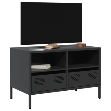 Fekete hidegen hengerelt acél TV-szekrény 68 x 39 x 43,5 cm