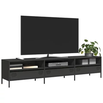Fekete hidegen hengerelt acél TV-szekrény 202 x 39 x 43,5 cm