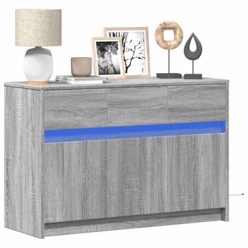 Szürke sonoma színű szerelt fa LED-es TV-szekrény 91x34x61 cm