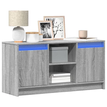 Szürke sonoma színű szerelt fa LED-es TV-szekrény 100x34x50 cm