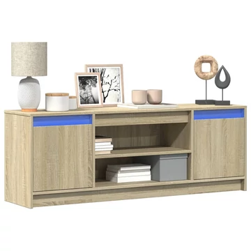 Sonoma tölgy színű szerelt fa LED-es TV-szekrény 139,5x34x50 cm