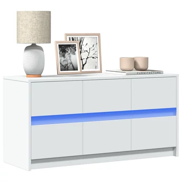 Fehér szerelt fa TV-szekrény LED-ekkel 100 x 34 x 50 cm