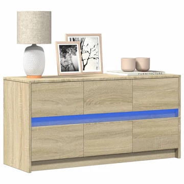 Sonoma tölgy színű szerelt fa LED-es TV-szekrény 100x34x50 cm