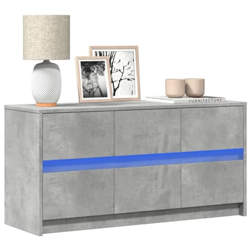 Betonszürke szerelt fa TV-szekrény LED-ekkel 100 x 34 x 50 cm