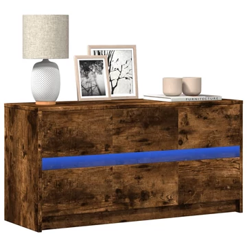 Füstös tölgy színű szerelt fa LED-es TV-szekrény 100x34x50 cm