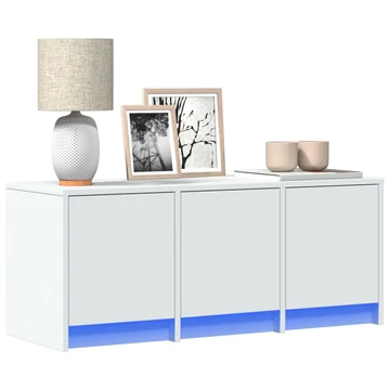Fehér szerelt fa TV-szekrény LED-ekkel 97 x 34 x 40 cm