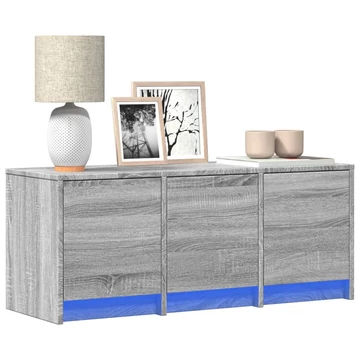 Szürke sonoma színű szerelt fa TV-szekrény LED-del 97x34x40 cm