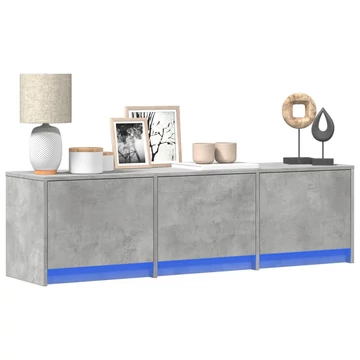 Betonszürke szerelt fa TV-szekrény LED-ekkel 140 x 34 x 40 cm