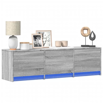 Szürke sonoma színű szerelt fa LED-es TV-szekrény 140x34x40 cm