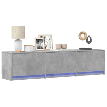 Betonszürke szerelt fa TV-szekrény LED-ekkel 165 x 34 x 50 cm