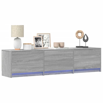 Szürke sonoma színű szerelt fa TV-szekrény LED-del 165x34x40 cm