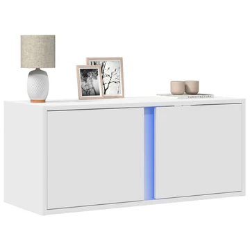 Fehér falra szerelhető TV-szekrény LED-lámpákkal 80x31x35 cm