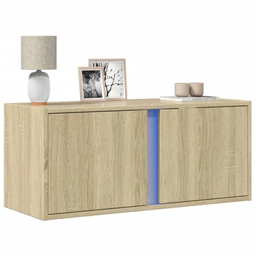 Sonoma tölgy színű fali TV-szekrény LED-ekkel 80x31x35 cm
