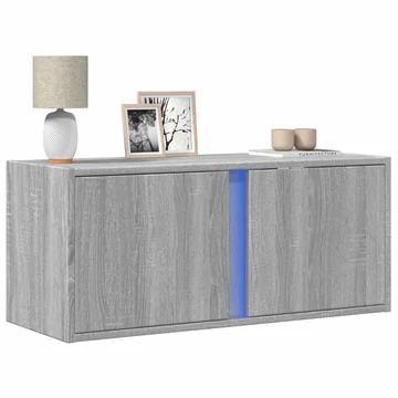 Szürke sonoma színű fali TV-szekrény LED-del 80x31x35 cm