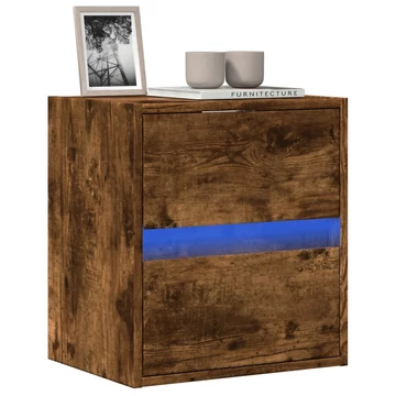 Füstös tölgy színű fali TV-szekrény LED-ekkel 41x31x45 cm