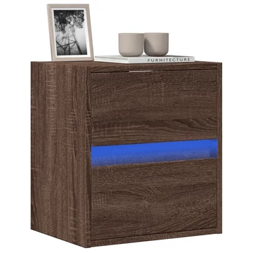 Barna tölgyszínű fali TV-szekrény LED-del 41 x 31 x 45 cm