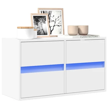 Fehér falra szerelhető TV-szekrény LED-lámpákkal 80x31x45 cm