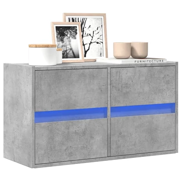 Betonszürke falra szerelhető TV-szekrény LED-del 80x31x45 cm