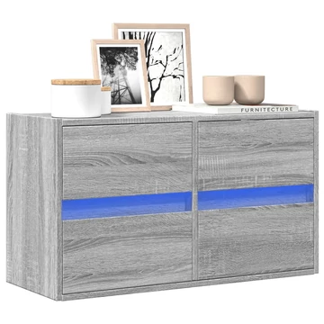Szürke sonoma színű fali TV-szekrény LED-del 80 x 31 x 45 cm