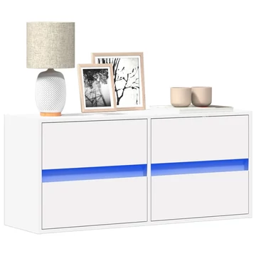 Fehér falra szerelhető TV-szekrény LED-lámpákkal 100x31x45 cm