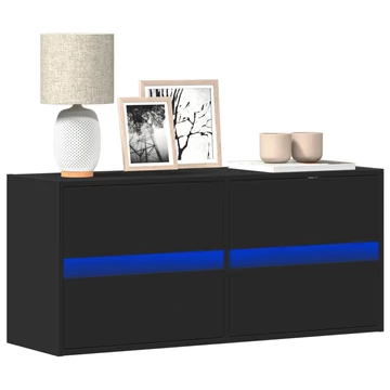 Fekete fali TV-szekrény LED-világítással 100x31x45 cm