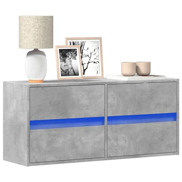 Betonszürke falra szerelhető TV-szekrény LED-del 100x31x45 cm