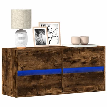 Füstös tölgy színű fali TV-szekrény LED-ekkel 100x31x45 cm