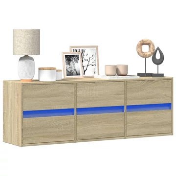 Sonoma tölgy színű fali TV-szekrény LED-ekkel 130x31x45 cm