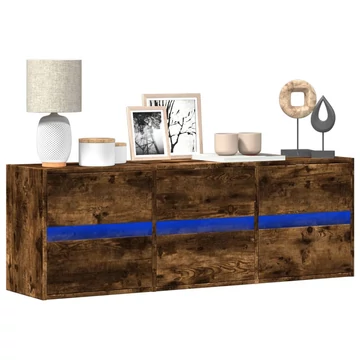 Füstös tölgy színű fali TV-szekrény LED-ekkel 130x31x45 cm