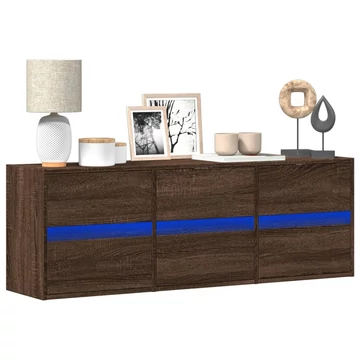 Barna tölgyszínű fali TV-szekrény LED-del 130x31x45 cm