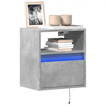 Betonszürke falra szerelhető TV-szekrény LED-del 41x31x45 cm