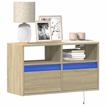 Sonoma tölgy színű fali TV-szekrény LED-ekkel 80x31x45 cm