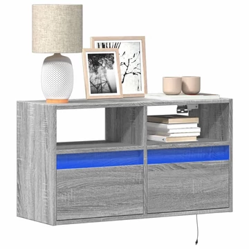 Szürke sonoma színű fali TV-szekrény LED-del 80 x 31 x 45 cm