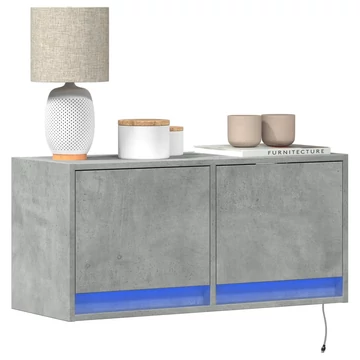 Betonszürke falra szerelhető TV-szekrény LED-del 80x31x35 cm