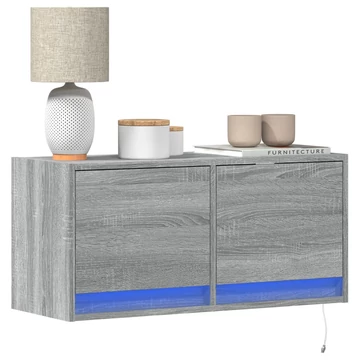 Szürke sonoma színű fali TV-szekrény LED-del 80x31x35 cm