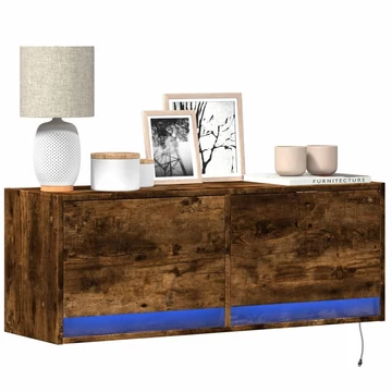 Füstös tölgy színű fali TV-szekrény LED-ekkel 100x31x35 cm