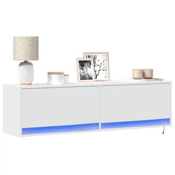 Fehér falra szerelhető TV-szekrény LED-ekkel 140 x 31 x 38 cm