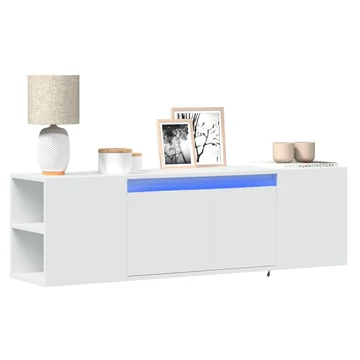 Fehér falra szerelhető TV-szekrény LED-lámpákkal 135x31x39,5 cm