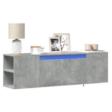 Betonszürke falra szerelhető TV-szekrény LED-del 135x31x39,5 cm