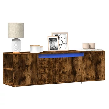 Füstös tölgy színű fali TV-szekrény LED-ekkel 135x31x39,5 cm