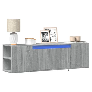Szürke sonoma színű fali TV-szekrény LED-del 135x31x39,5 cm