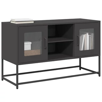 Fekete acél TV-szekrény 100,5x39x60,5 cm