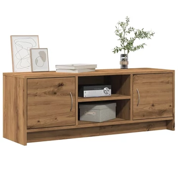 Kézműves tölgy színű szerelt fa TV-szekrény 102x30x37,5 cm