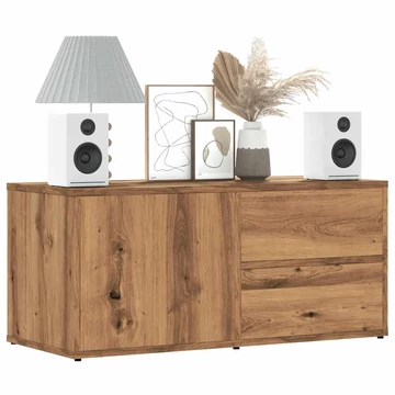 Kézműves tölgy színű szerelt fa TV-szekrény 80x34x35,5 cm