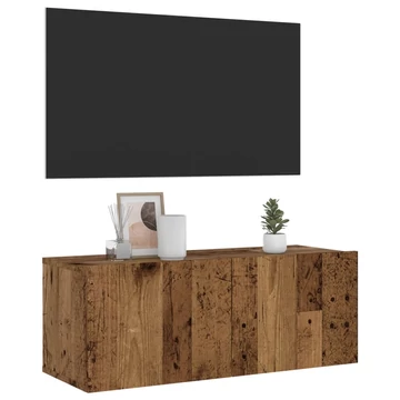 Antik fa színű szerelt fa fali TV-szekrény 80 x 30 x 30 cm