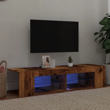 Antik fa színű szerelt fa TV-szekrény LED-ekkel 135x39x30 cm