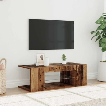 Antik fa színű szerelt fa TV-szekrény LED-ekkel 90x39x30 cm